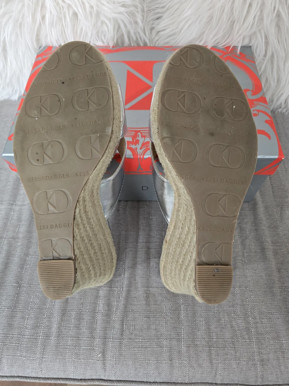 Kelsi Dagger Silver Espadrille Wedge Sandals